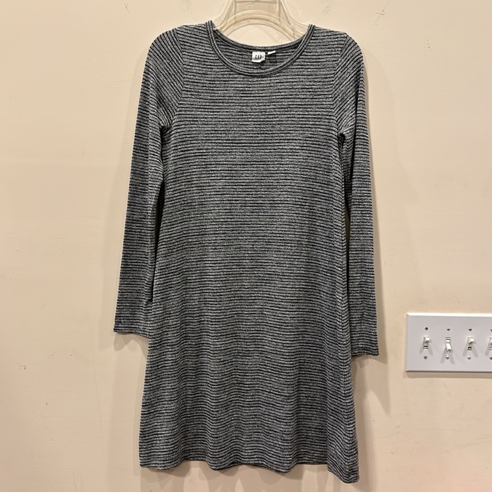 GAP Black and Gray Striped Long Sleeve Dress, XS